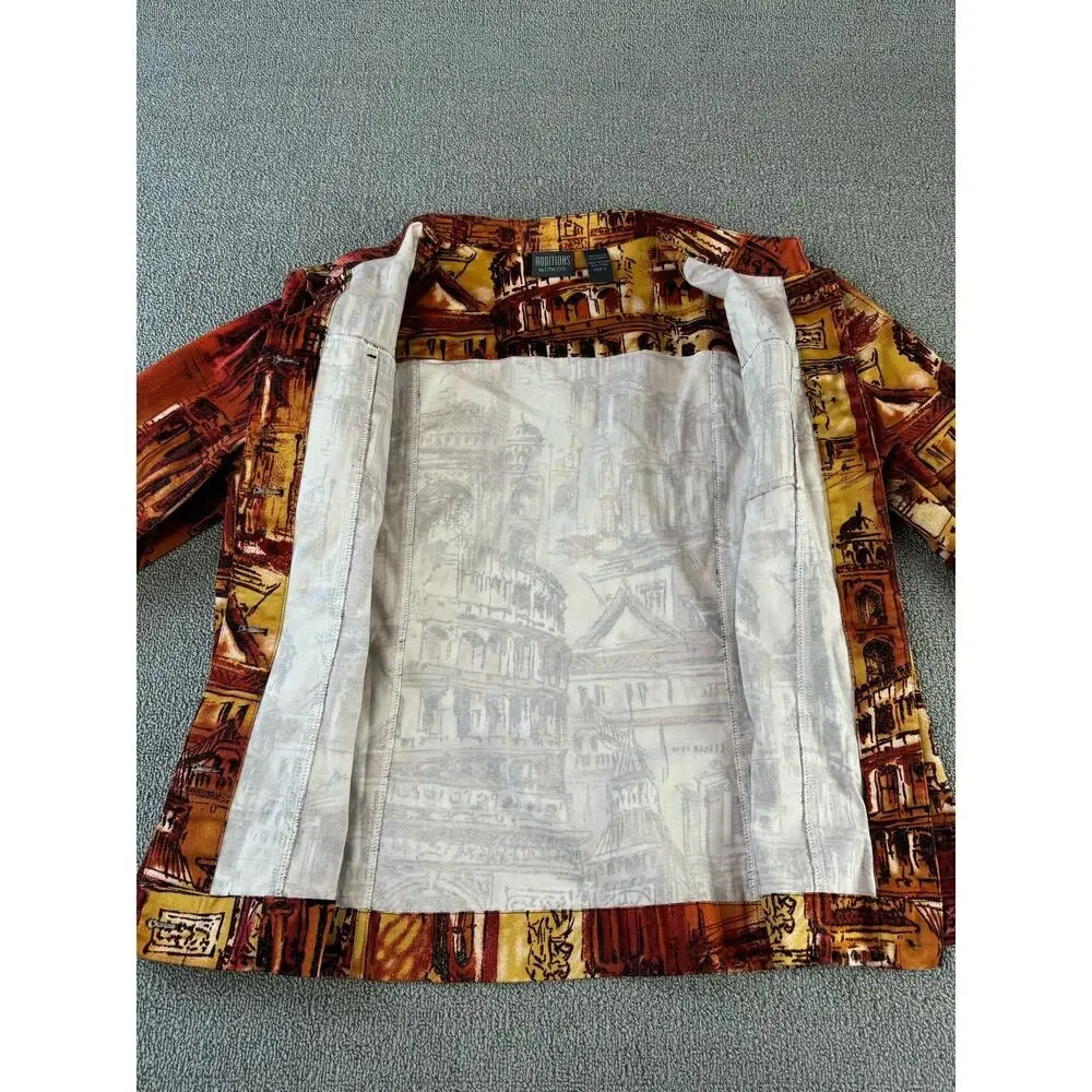 Additions by Chicos Jacket Architectural Print Rustic Art‎ Deco Size XL